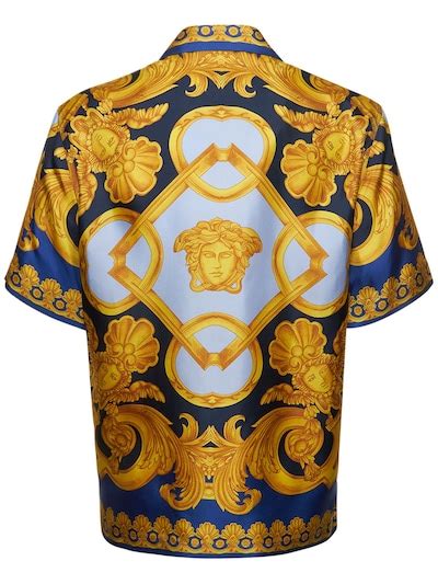 versace hemd herren blau gold|Designer.